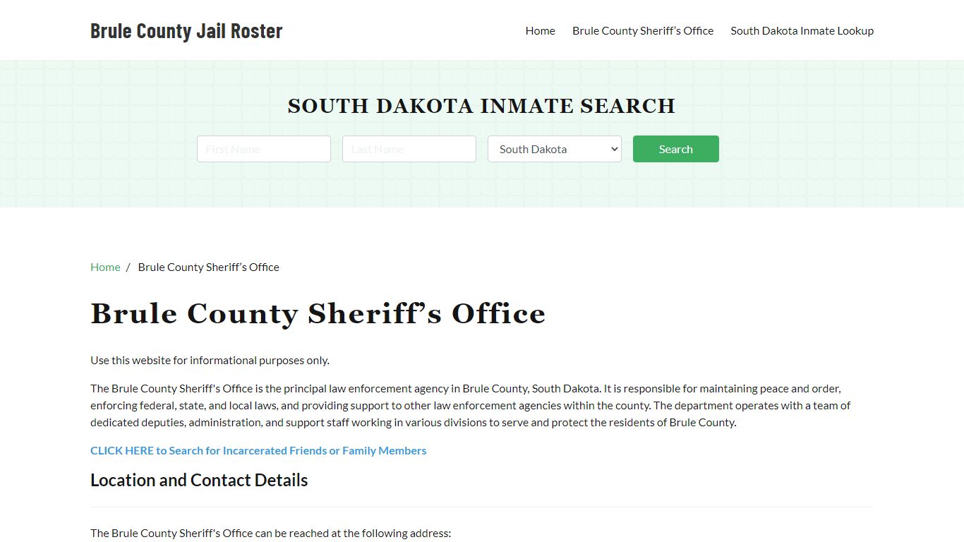 Brule County Sheriff Office, SD, Arrest Warrants Search