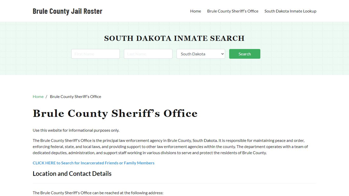 Brule County Sheriff Office, SD, Arrest Warrants Search